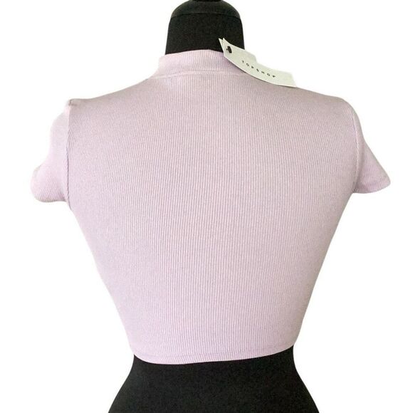 NWT TOPSHOP Women’s Keyhole Crop Top Sz 6 Lavender Ribbed Knit - Picture 3 of 7